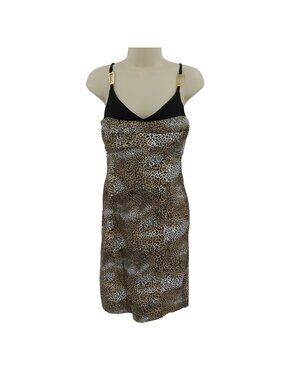 LEquipe Womens 6 US 42 Italy Leopard Animal Print Spaghetti Strap Dress 1990s